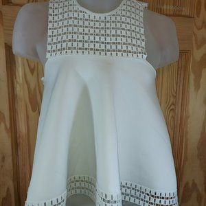 Analili Crotchet Neck and Trim Flare Blouse